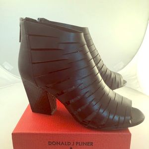 Black Leather open toe booty size 8.5